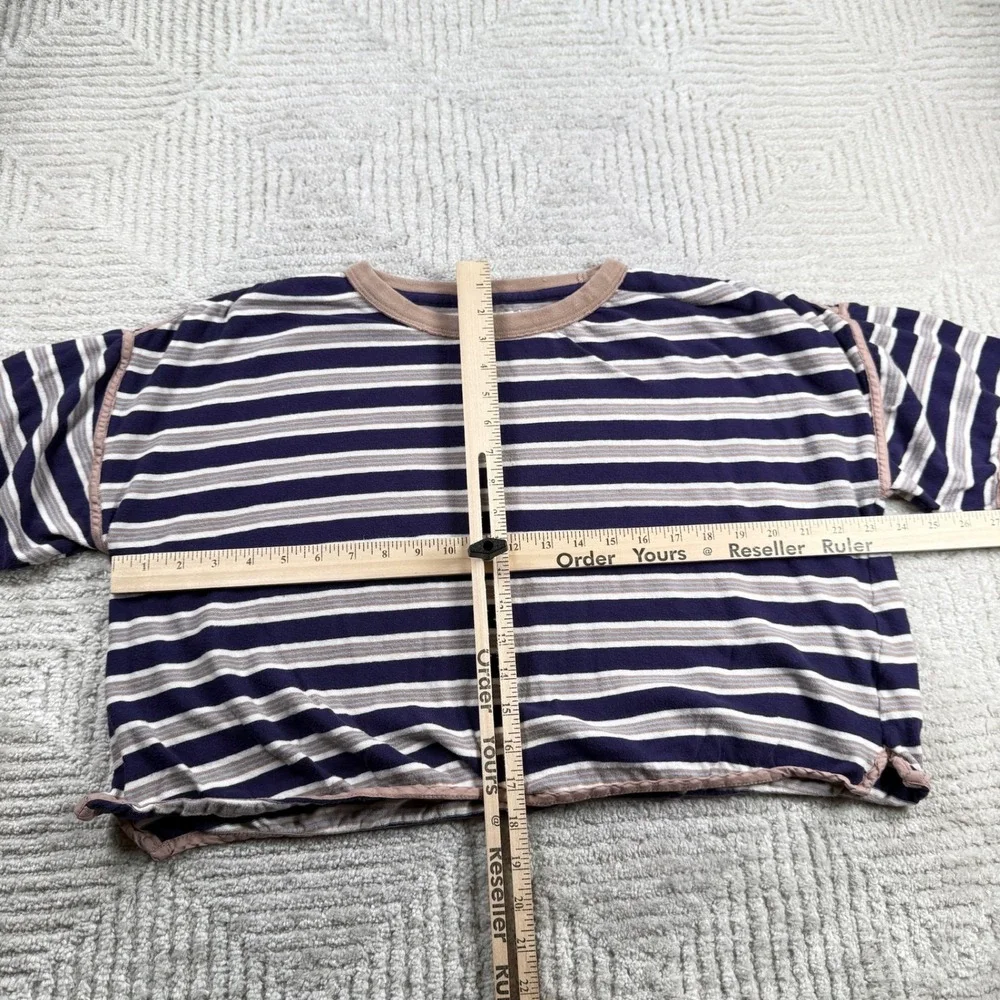 We The Free Striped Boxy Crop Top Women's Medium Boho Tee Indie Grunge Retro 90s